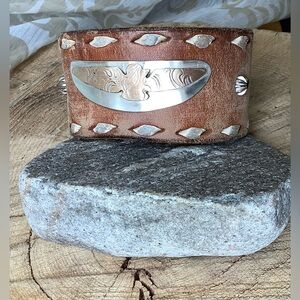 Leather cuff, fits up to 7” wrist